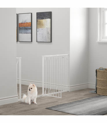 Pet Safety Gate Dog Barrier Dog Metal Pet Barrier, for Doorways - White