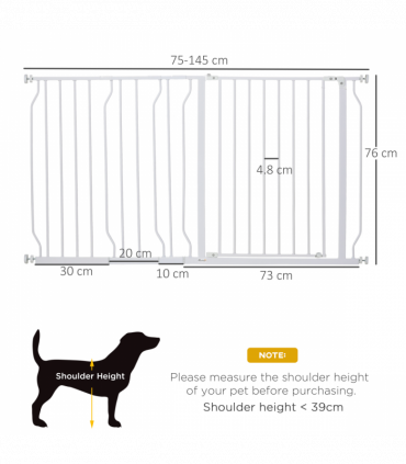 Pet Safety Gate Dog Barrier Dog Metal Pet Barrier, for Doorways - White