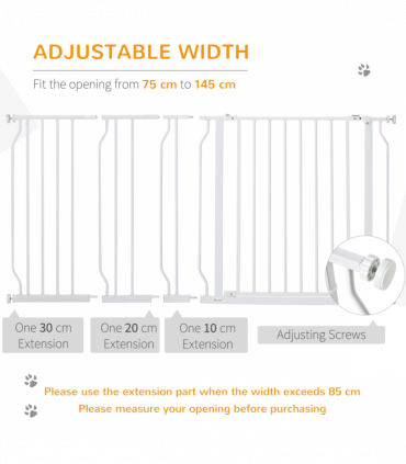 Pet Safety Gate Dog Barrier Dog Metal Pet Barrier, for Doorways - White