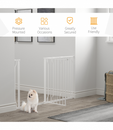 Pet Safety Gate Dog Barrier Dog Metal Pet Barrier, for Doorways - White