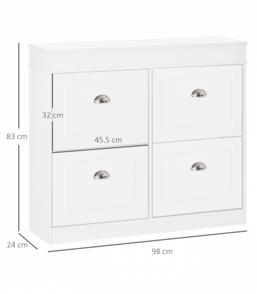 Shoe Cabinet with 4 Flip Drawers Storage Cupboard with Adjustable Shelf HOMCOM