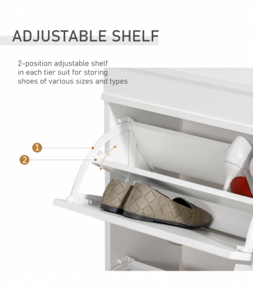 Shoe Cabinet with 4 Flip Drawers Storage Cupboard with Adjustable Shelf HOMCOM
