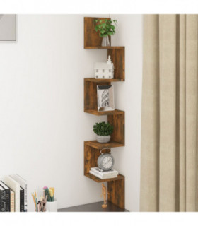 vidaXL Wall Corner Shelf Smoked Oak 20x20x127.5 cm Engineered Wood