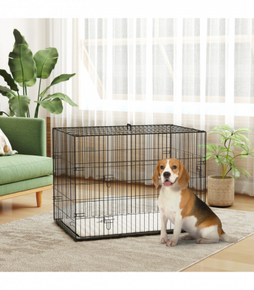 PawHut Dog Crate with 2 Doors, Tray, Soft Cushion, for Large Medium Dogs