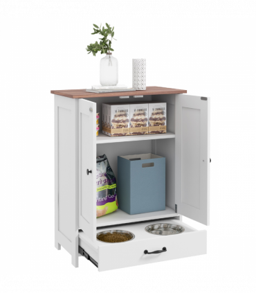 PawHut Dog Feeding Station with Storage, Pet Feeding Station with Dog Bowls