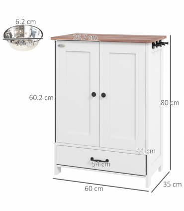 PawHut Dog Feeding Station with Storage, Pet Feeding Station with Dog Bowls