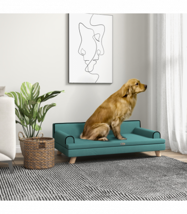 PawHut Dog Sofa w/ Legs, Water-Resistant Fabric for Large, Medium Dogs - Green