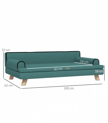 PawHut Dog Sofa w/ Legs, Water-Resistant Fabric for Large, Medium Dogs - Green