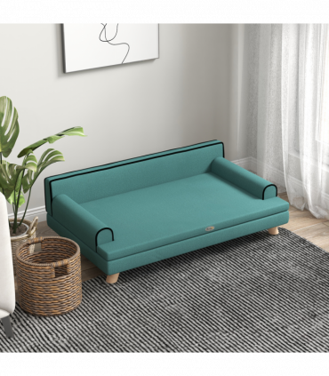 PawHut Dog Sofa w/ Legs, Water-Resistant Fabric for Large, Medium Dogs - Green