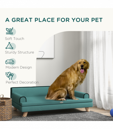 PawHut Dog Sofa w/ Legs, Water-Resistant Fabric for Large, Medium Dogs - Green