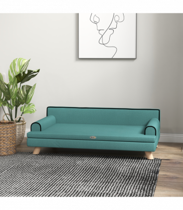 PawHut Dog Sofa w/ Legs, Water-Resistant Fabric for Large, Medium Dogs - Green