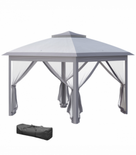 Pop Up Gazebo Height Adjustable Canopy Tent w/ Carrying Bag, Grey