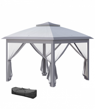 Pop Up Gazebo Height Adjustable Canopy Tent w/ Carrying Bag, Grey