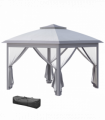 Pop Up Gazebo Height Adjustable Canopy Tent w/ Carrying Bag, Grey