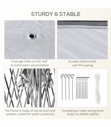 Pop Up Gazebo Height Adjustable Canopy Tent w/ Carrying Bag, Grey