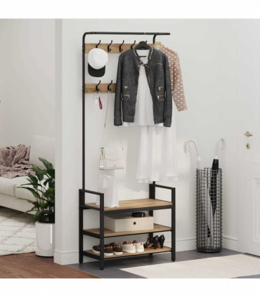 vidaXL Coat Rack Other Artisan oak 75 x 34 x 184 cm Engineered wood