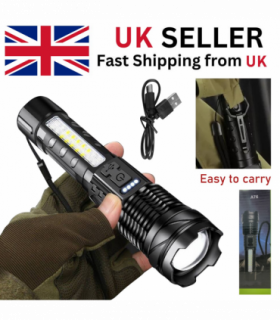 USB Rechargeable LED Flashlight Adjustable Focus Camping Hiking Outdoor Flashlight Work light