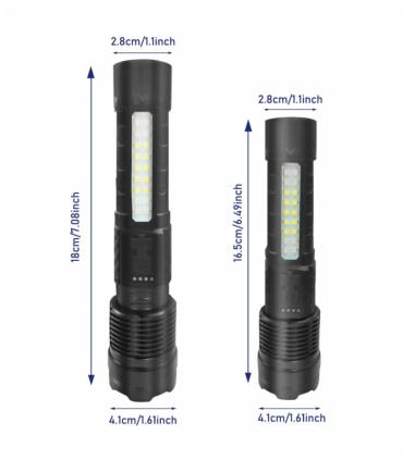 USB Rechargeable LED Flashlight Adjustable Focus Camping Hiking Outdoor Flashlight Work light