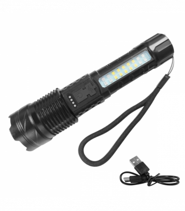 USB Rechargeable LED Flashlight Adjustable Focus Camping Hiking Outdoor Flashlight Work light
