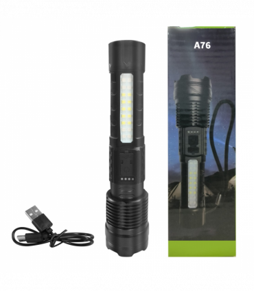 USB Rechargeable LED Flashlight Adjustable Focus Camping Hiking Outdoor Flashlight Work light