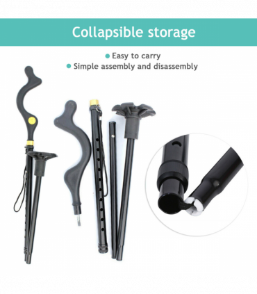 Collapsible Walking Stick 10 Levels Adjustable Height Travel Camping Hiking Walking  Cane