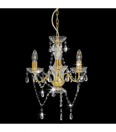vidaXL Chandelier with Beads Golden Round 3 x E14