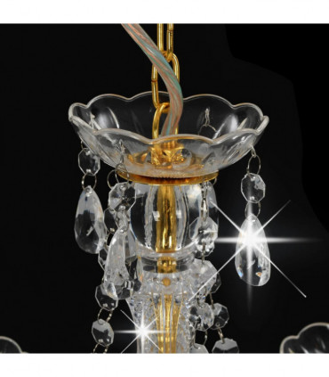vidaXL Chandelier with Beads Golden Round 3 x E14