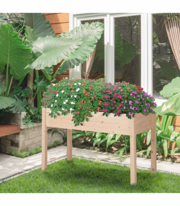 Raised Wood Garden Bed Planter Vegetables Grow Flower Herbs Box Kit