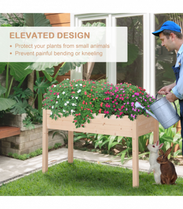 Raised Wood Garden Bed Planter Vegetables Grow Flower Herbs Box Kit