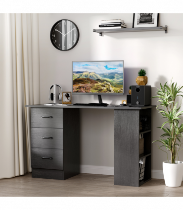 Computer Desk Writing Shelf & Drawers Black 120cm particle board 72cm