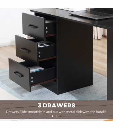 Computer Desk Writing Shelf & Drawers Black 120cm particle board 72cm