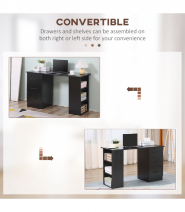 Computer Desk Writing Shelf & Drawers Black 120cm particle board 72cm