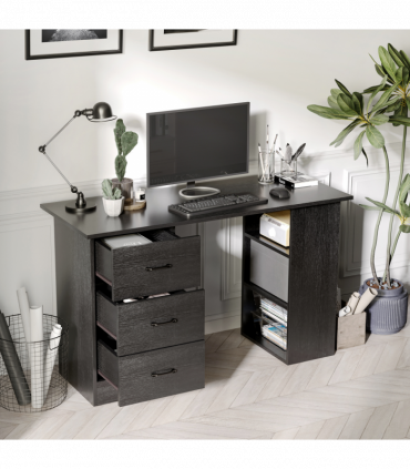 Computer Desk Writing Shelf & Drawers Black 120cm particle board 72cm
