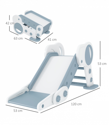 Baby Slide, Grey PE, PP, 120L x 53W x 53H cm, AIYAPLAY Foldable Kids Slide