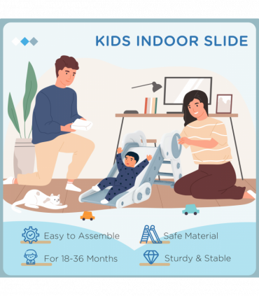 Baby Slide, Grey PE, PP, 120L x 53W x 53H cm, AIYAPLAY Foldable Kids Slide