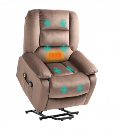 HOMCOM Riser and Recliner Chair Lift Chair with Vibration Massage, Heat, Brown