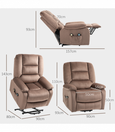 HOMCOM Riser and Recliner Chair Lift Chair with Vibration Massage, Heat, Brown