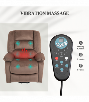 HOMCOM Riser and Recliner Chair Lift Chair with Vibration Massage, Heat, Brown