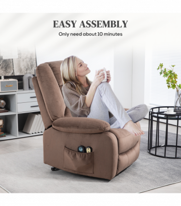 HOMCOM Riser and Recliner Chair Lift Chair with Vibration Massage, Heat, Brown