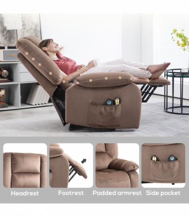 HOMCOM Riser and Recliner Chair Lift Chair with Vibration Massage, Heat, Brown