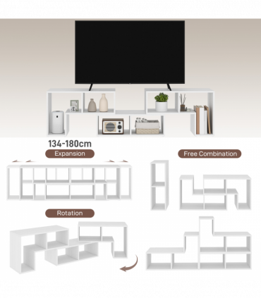 HOMCOM TV Unit for TVs up to 75 Inches, Free Combination TV Stand, White