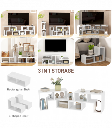 HOMCOM TV Unit for TVs up to 75 Inches, Free Combination TV Stand, White