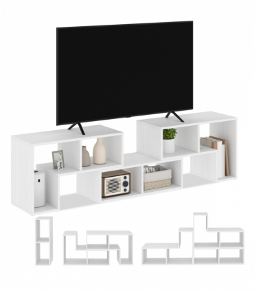HOMCOM TV Unit for TVs up to 75 Inches, Free Combination TV Stand, White