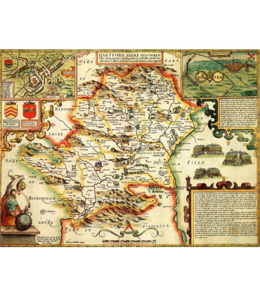Hertfordshire Historical Map 1000 Piece Jigsaw Puzzle (1610)