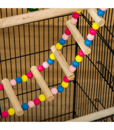 Metal Bird Cage for Budgies, Finches w/ Accessories, Toys, Tray, Handle - Black