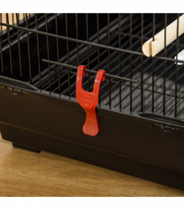 Metal Bird Cage for Budgies, Finches w/ Accessories, Toys, Tray, Handle - Black