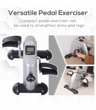 Mini Exercise Bike Portable Pedal Manual Machine Indoor Fitness Silver HOMCOM