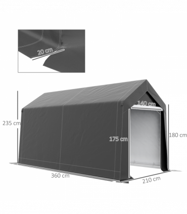 Outsunny 2.1 x 3.6(m) Portable Shed, Waterproof and Heavy Duty Dark Grey
