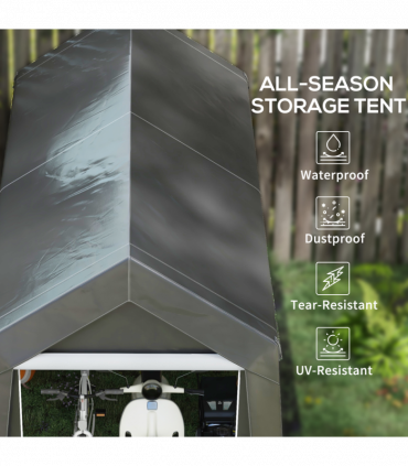 Outsunny 2.1 x 3.6(m) Portable Shed, Waterproof and Heavy Duty Dark Grey