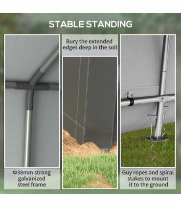 Outsunny 2.1 x 3.6(m) Portable Shed, Waterproof and Heavy Duty Dark Grey